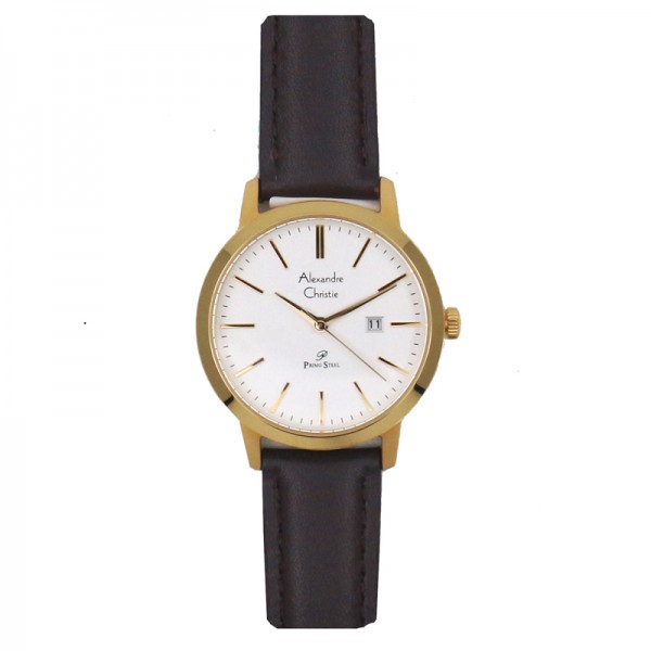 Alexandre Christie AC 1007 Gold White Leather Lady LDLGPSL